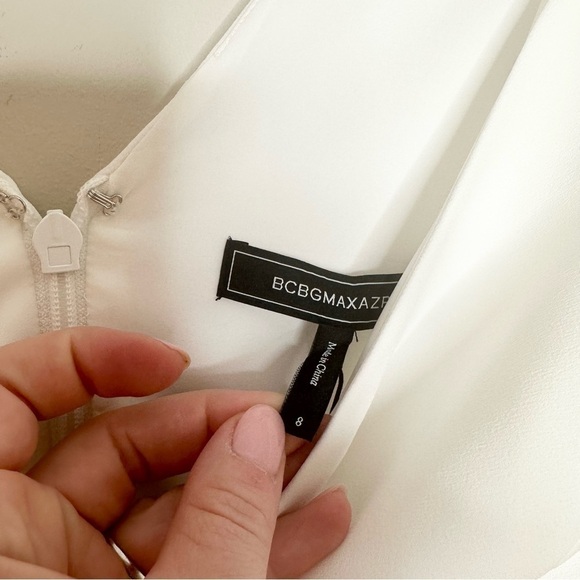 NWT BCBG Maxazria Kamille White Organza Sleeve Dress Size 0 - Picture 10 of 10